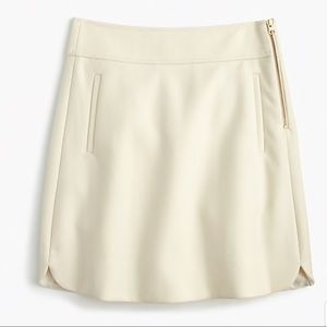 J Crew Petite Mini Skirt Double-Serge Wool Ivory Cream